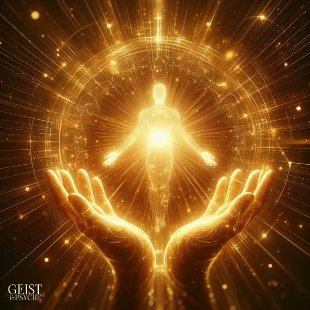 Ein Lichtwesen dargestellt als Lichtenergie und spiritueller Kraft.