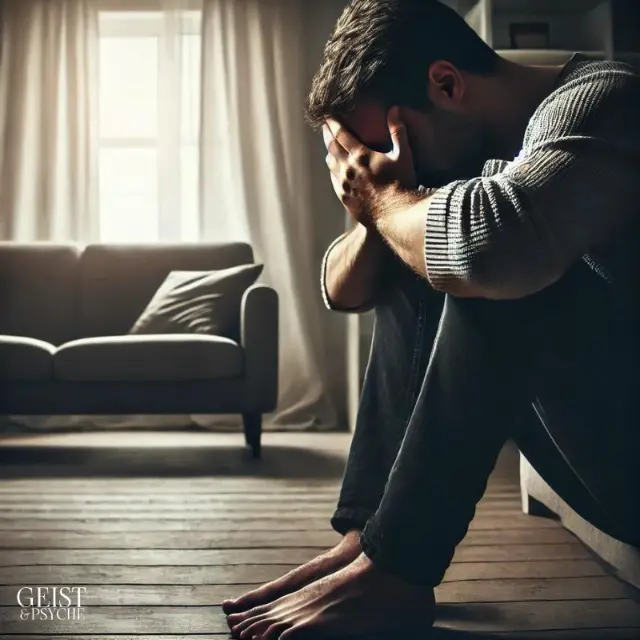 Ein verzweifelte Mann, der denkt "Meine Dualseele hat sich gegen mich entschieden"